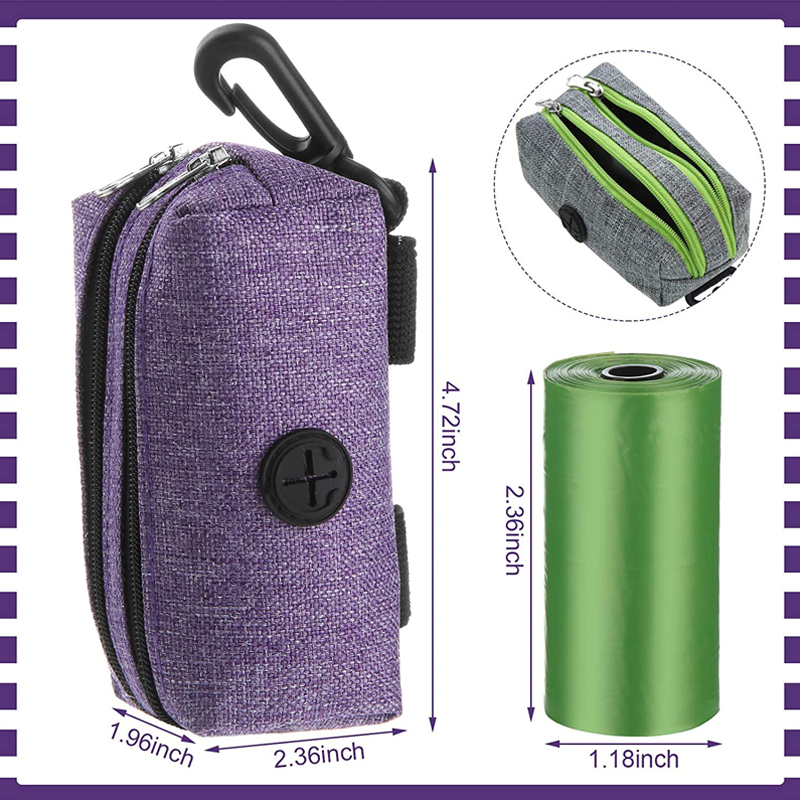 Dog Poop Bag Holder Attaches, Includes 1 Roll of Poop Bags, Waste Bag Dispenser and Lightweight Fabric