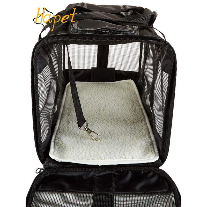 Black Custom Soft-Sided Small Animals Carrying Bag Dog Cat Travel Cage Portable Foldable Pet Carrier