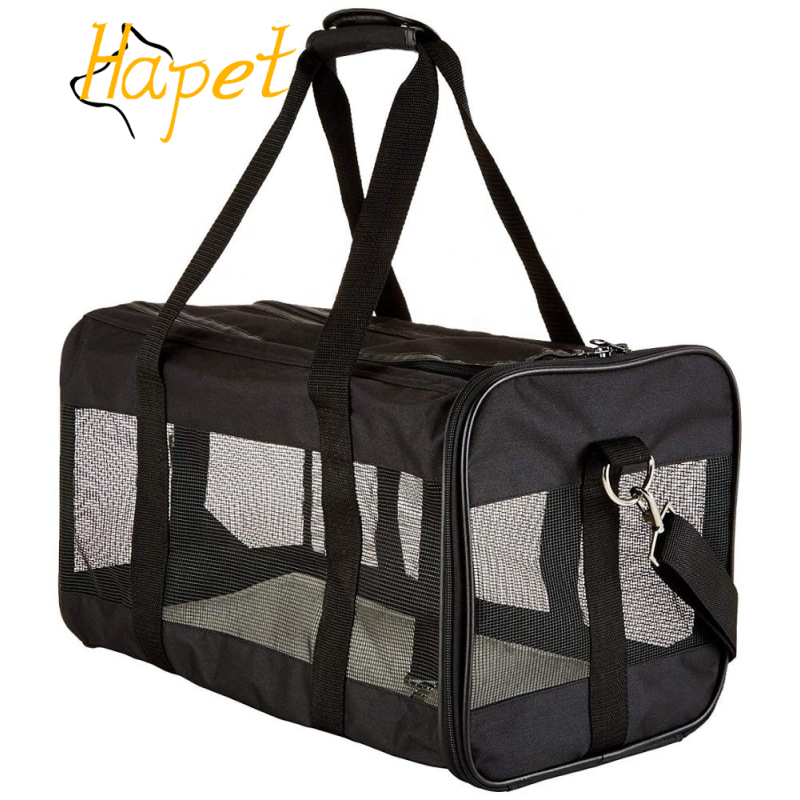 Black Custom Soft-Sided Small Animals Carrying Bag Dog Cat Travel Cage Portable Foldable Pet Carrier