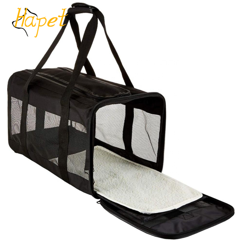 Black Custom Soft-Sided Small Animals Carrying Bag Dog Cat Travel Cage Portable Foldable Pet Carrier