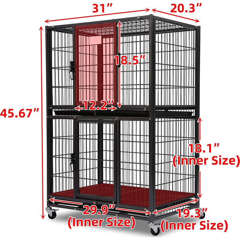 Plastic Black Tray Two Tier Cage For Pet Cage and Durable