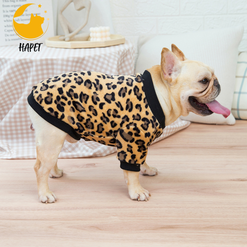 Fleece Dog Coat  Leopard Print Soft, Warm Dog Clothes, Stretchy Pet Sweater  Machine Washable