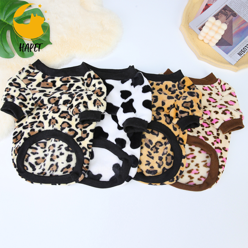 Fleece Dog Coat  Leopard Print Soft, Warm Dog Clothes, Stretchy Pet Sweater  Machine Washable