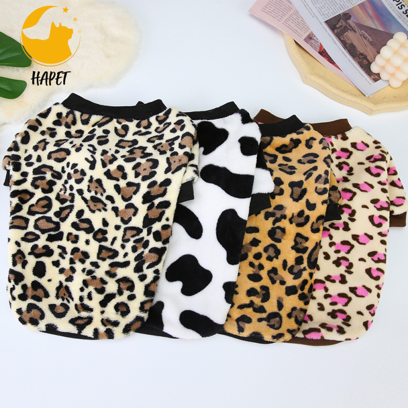 Fleece Dog Coat  Leopard Print Soft, Warm Dog Clothes, Stretchy Pet Sweater  Machine Washable