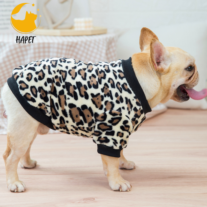Fleece Dog Coat  Leopard Print Soft, Warm Dog Clothes, Stretchy Pet Sweater  Machine Washable