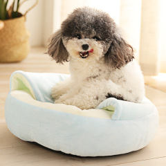Wholesale Soft Luxury Plush Multi Colors Pet Cat Cushion Bed Round Cat Dog Cave Bed with Hooded Blanket