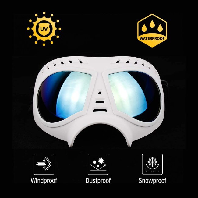 Windproof Snowproof Soft Frame Dog UV Sunglasses for Long Snout Dogs Eyes Protection