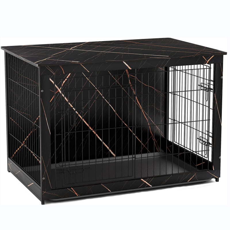 Dog Kennels Indoor Side Table Dog Crate Furniture Double Doors Dog Crate with Slide Tray
