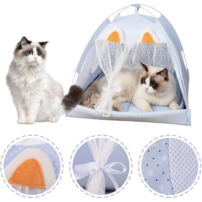 Houses Nest Summer Outdoor Portable Cat Tent Removable Cushion Pad for Cat Sleep Bed
