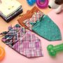 Dog Bandana Plaid Cotton  Washable Puppy Triangle  Drool Bibs Dog Handkerchief Girl Comfortable Scarf