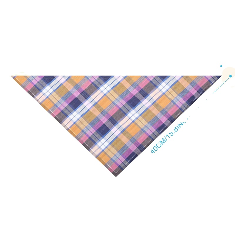Dog Bandana Plaid Cotton  Washable Puppy Triangle  Drool Bibs Dog Handkerchief Girl Comfortable Scarf