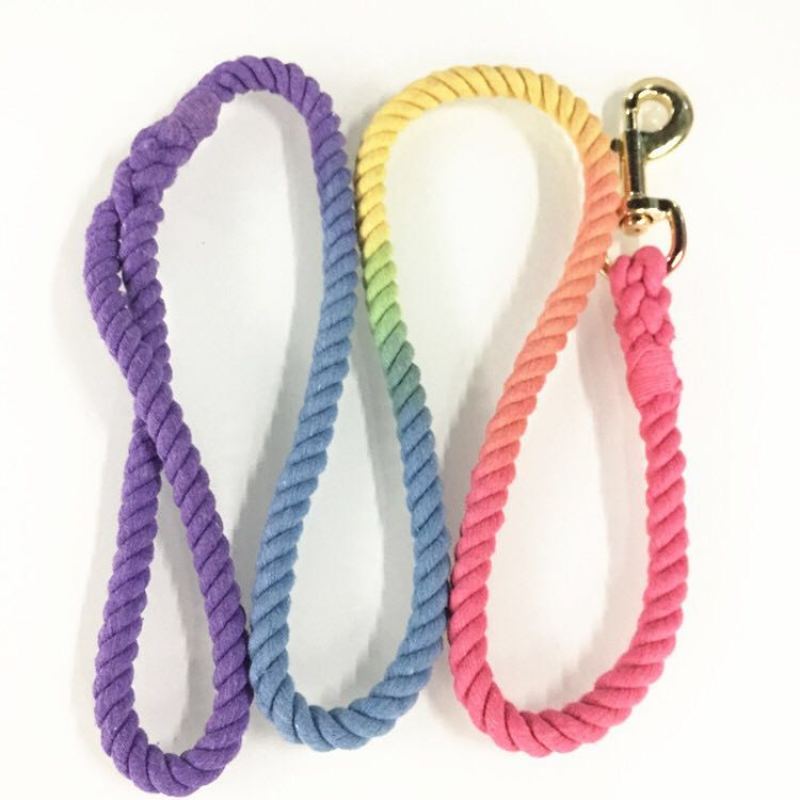 Ombre Rope Dog Leash Braided Cotton Heavy Duty Strong Durable Multi-Colored dog leash rope