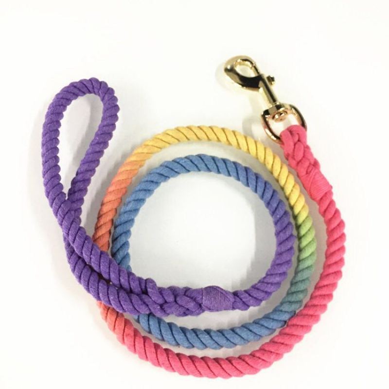 Ombre Rope Dog Leash Braided Cotton Heavy Duty Strong Durable Multi-Colored dog leash rope