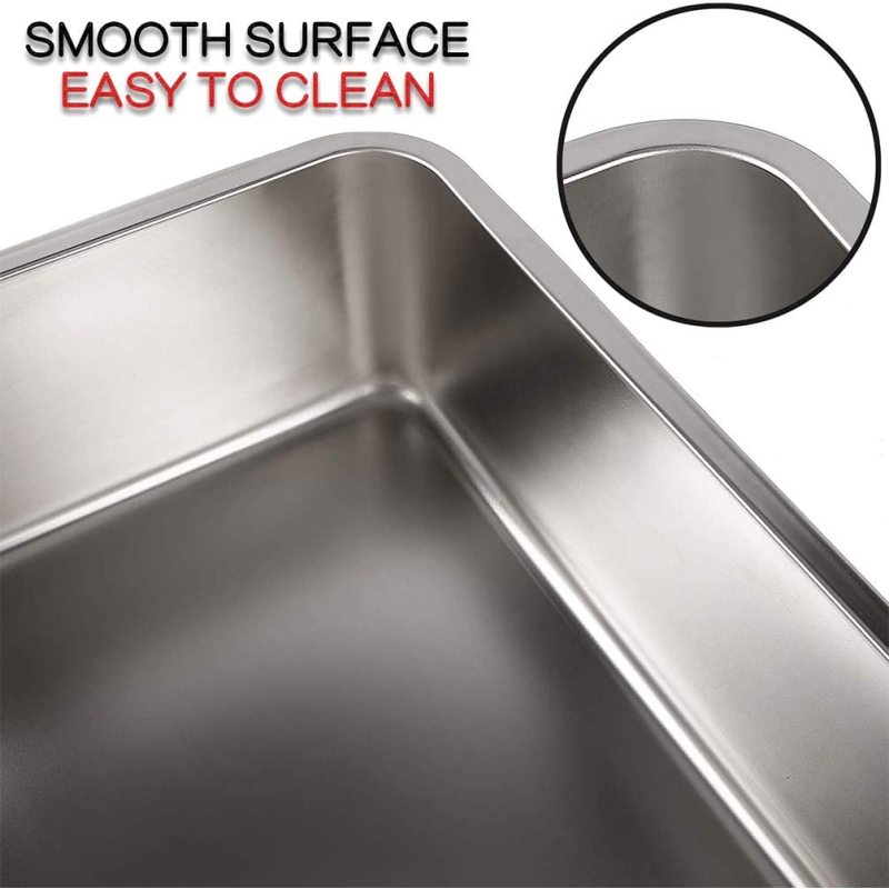 Stainless Steel Litter Box for Cat and Rabbit, Odor Control Litter Pan, Non Stick Smooth Surface, Easy to Clean, Never Bend