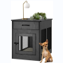Decorative Wooden Dog Kennel End Table Pet Crate House Cage Furniture with Drawer