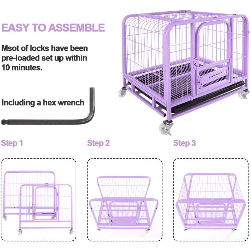 Wheels and Tray Metal Dog Crate Strong Dog Kennel