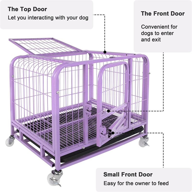 Wheels and Tray Metal Dog Crate Strong Dog Kennel