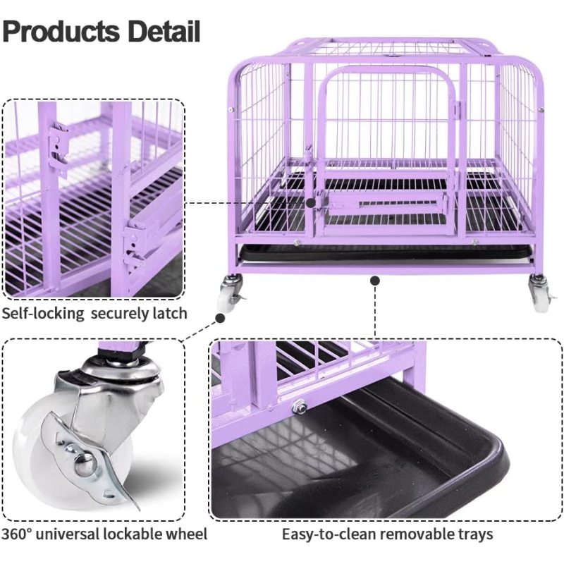 Wheels and Tray Metal Dog Crate Strong Dog Kennel