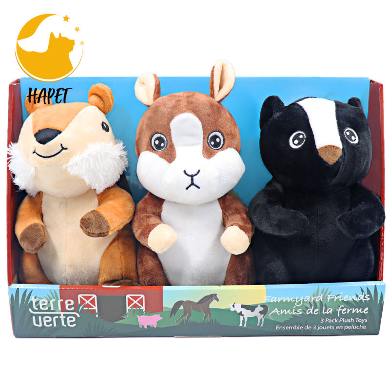 3 Pack Plush Animal Dog Toy Dog Squeaky Toys Stuffed Puppy Chew Toys