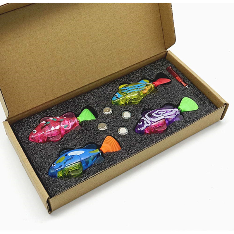 Manufacture Pet Toys Cat IQ Traninig Interactive LED light Tiny Fish Toys 4 in 1 Set For Cat Playing Robot Fish