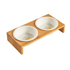 Wooden Stand Pet Bowls Raised Cat Bowls with Bamboo Stand for Cats and Puppy