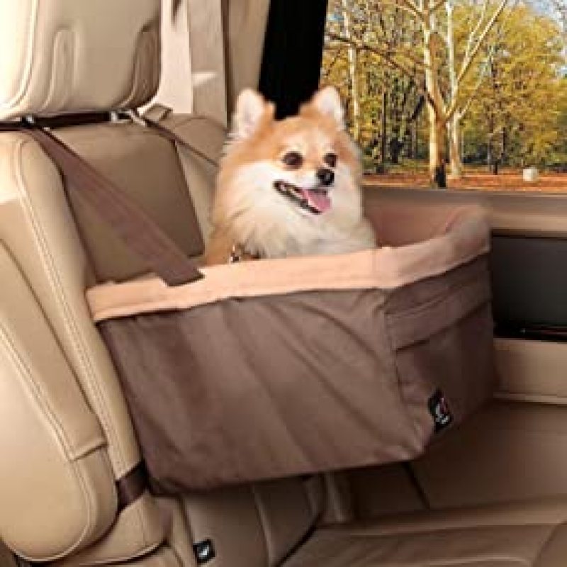 Dog Booster Seat for Cars, Trucks and SUVs - Easy to Adjust Strap - Durable Fleece Liner is Machine Washable and Easy to Clean