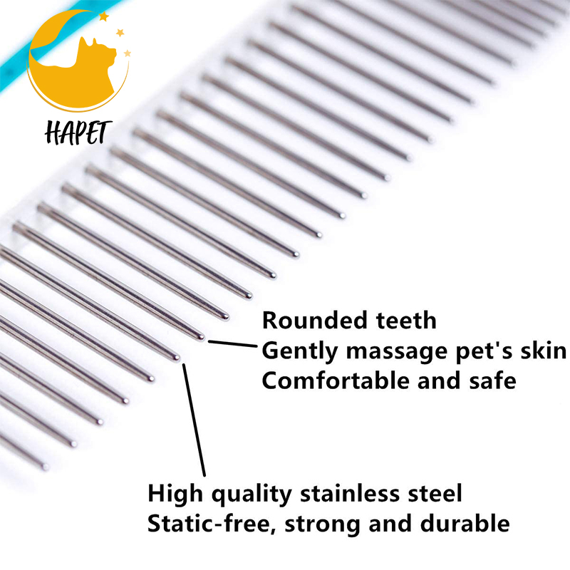 Pet Comb for Long & Short Haired Pets with Comfortable Non-Slip Handle