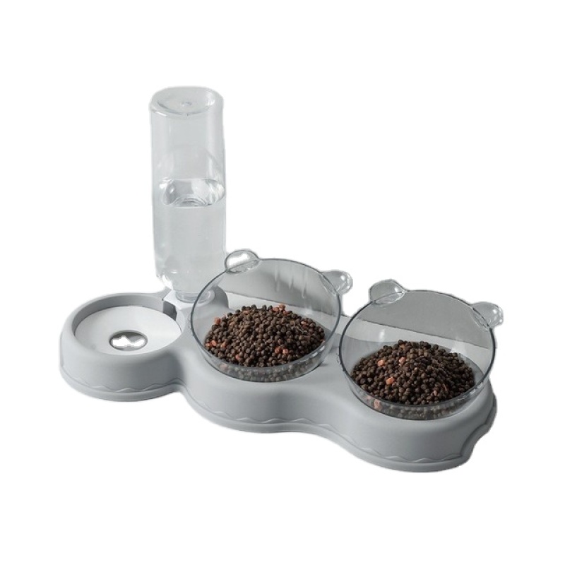 Pet Cat Bowl Automatic Feeder Dog Cat Food Bowl With Water Fountain Double Bowl Stand Dish For Cats