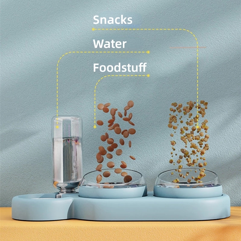 Pet Cat Bowl Automatic Feeder Dog Cat Food Bowl With Water Fountain Double Bowl Stand Dish For Cats