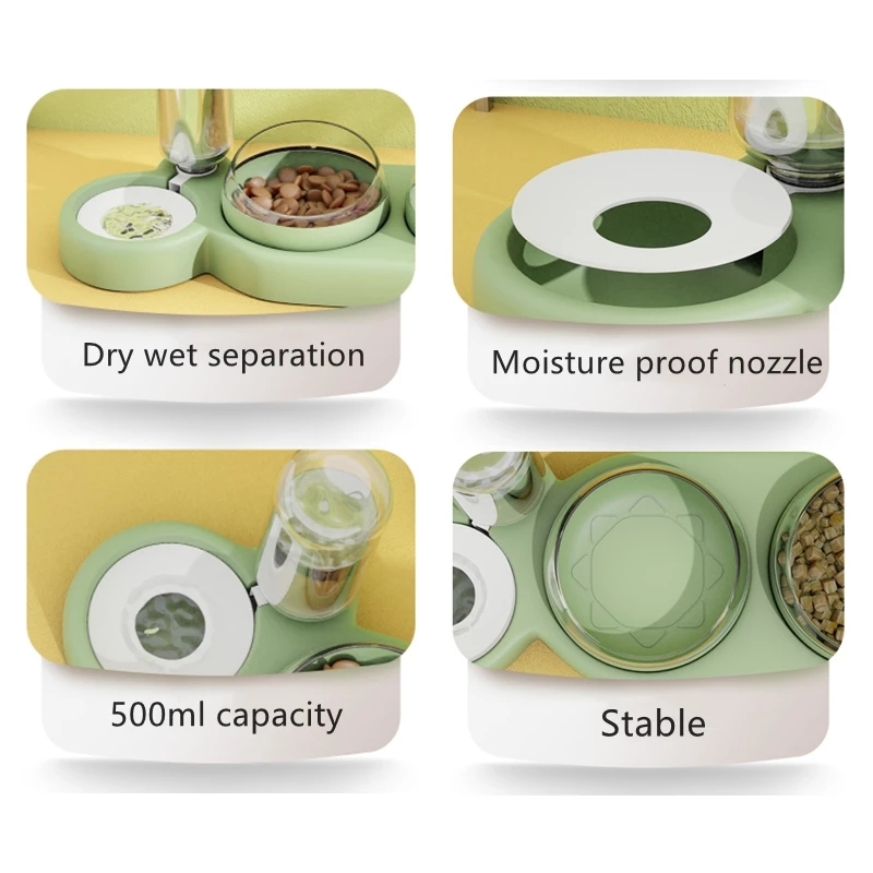 Pet Cat Bowl Automatic Feeder Dog Cat Food Bowl With Water Fountain Double Bowl Stand Dish For Cats