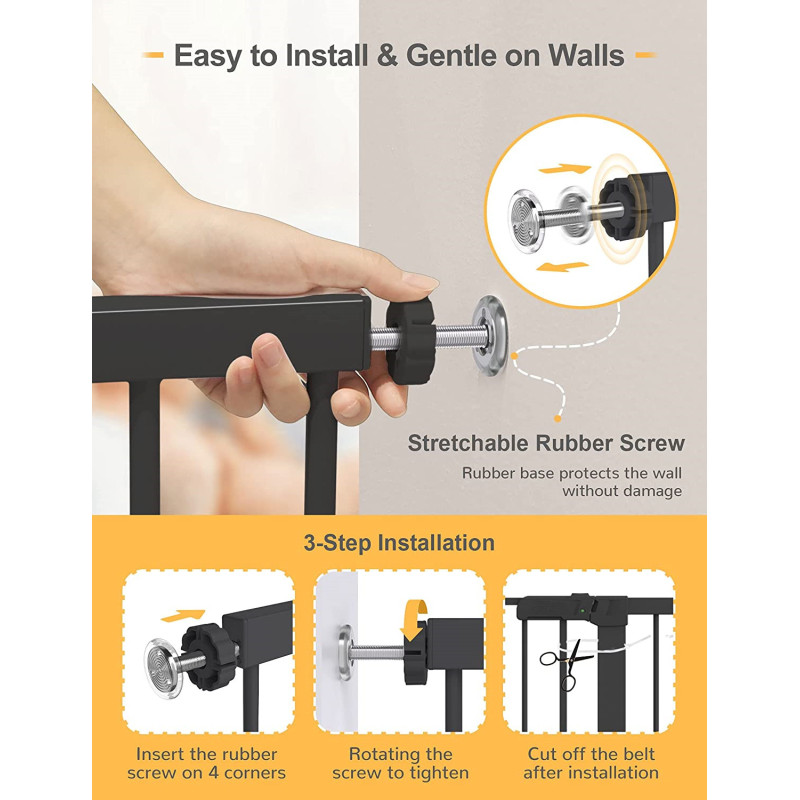 Extra Wide Child Gate with Door Child Gate Includes Extension Pressure Mounted Kit