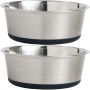 Stainless Steel Metal Dog Bowl  Rubber Base, Heavy Duty, Rust Resistant, Food Grade Free Less Sliding, Quiet Pet