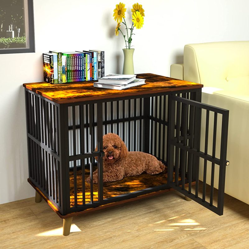 Modern Industrial Style Indoor Metal Pet Kennel Cage Side End Table