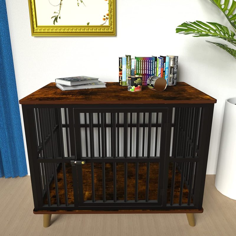 Modern Industrial Style Indoor Metal Pet Kennel Cage Side End Table