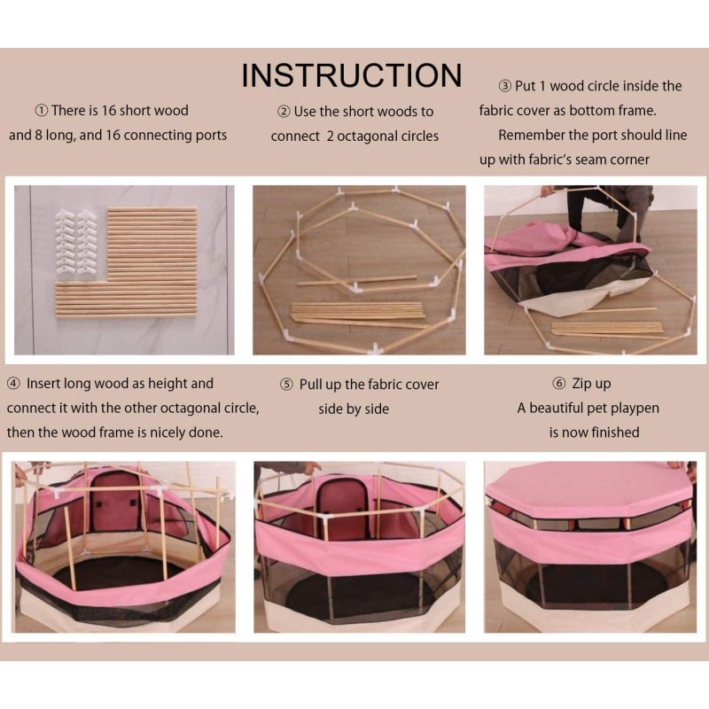 Animals Wood Frame Cat Playpen Cage Indoor Kitten Crate Dog for Puppy Large Size Sturdy Long Lasting Use