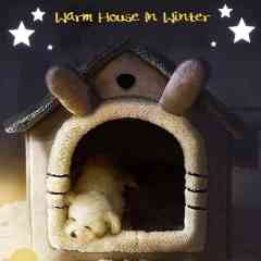Manufacturing Winter Cat Bed Foldable Indoor Cats Puppy soft warm Cave Pet House With Plush Soft Cushion Velvet pet dog house