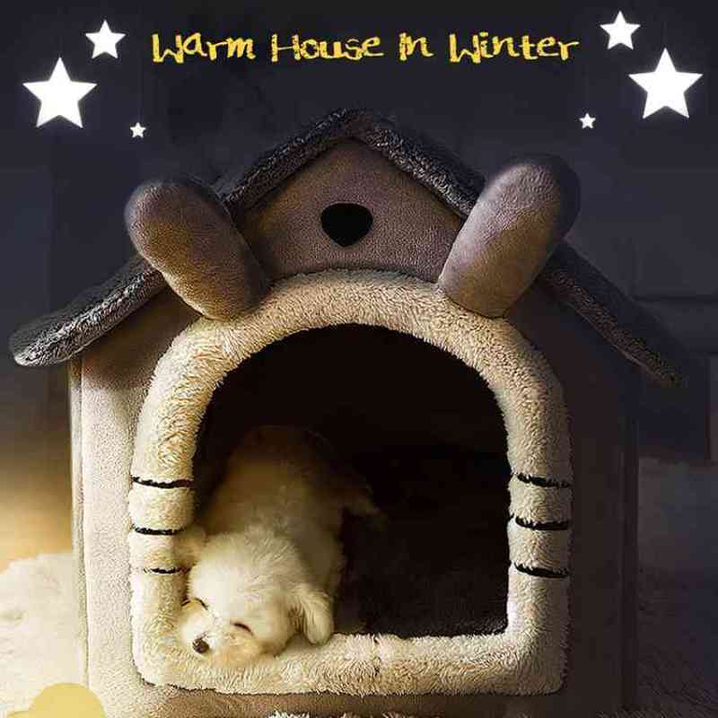 Manufacturing Winter Cat Bed Foldable Indoor Cats Puppy soft warm Cave Pet House With Plush Soft Cushion Velvet pet dog house