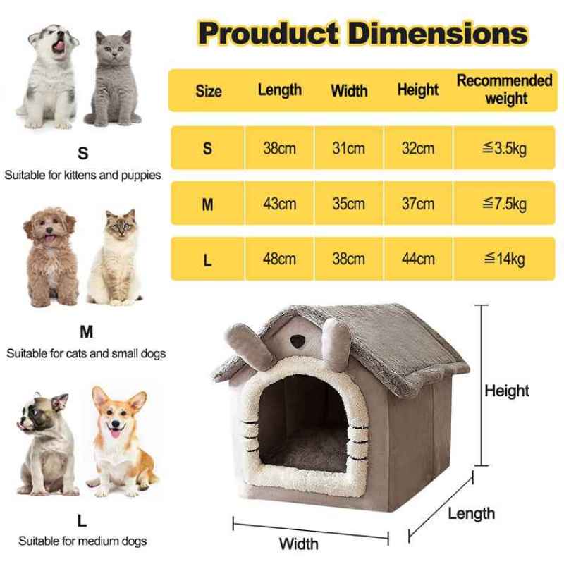 Manufacturing Winter Cat Bed Foldable Indoor Cats Puppy soft warm Cave Pet House With Plush Soft Cushion Velvet pet dog house