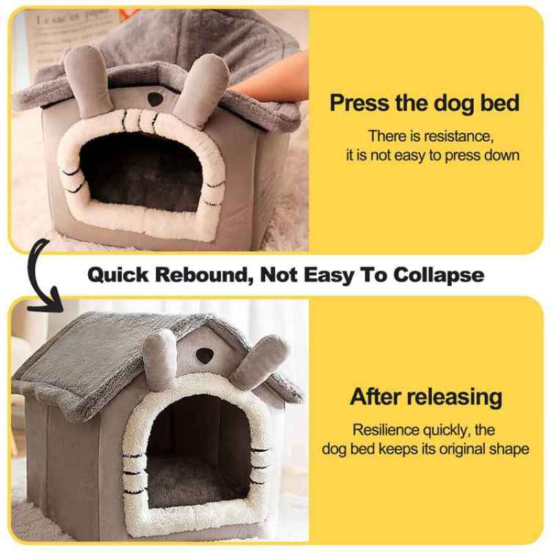 Manufacturing Winter Cat Bed Foldable Indoor Cats Puppy soft warm Cave Pet House With Plush Soft Cushion Velvet pet dog house