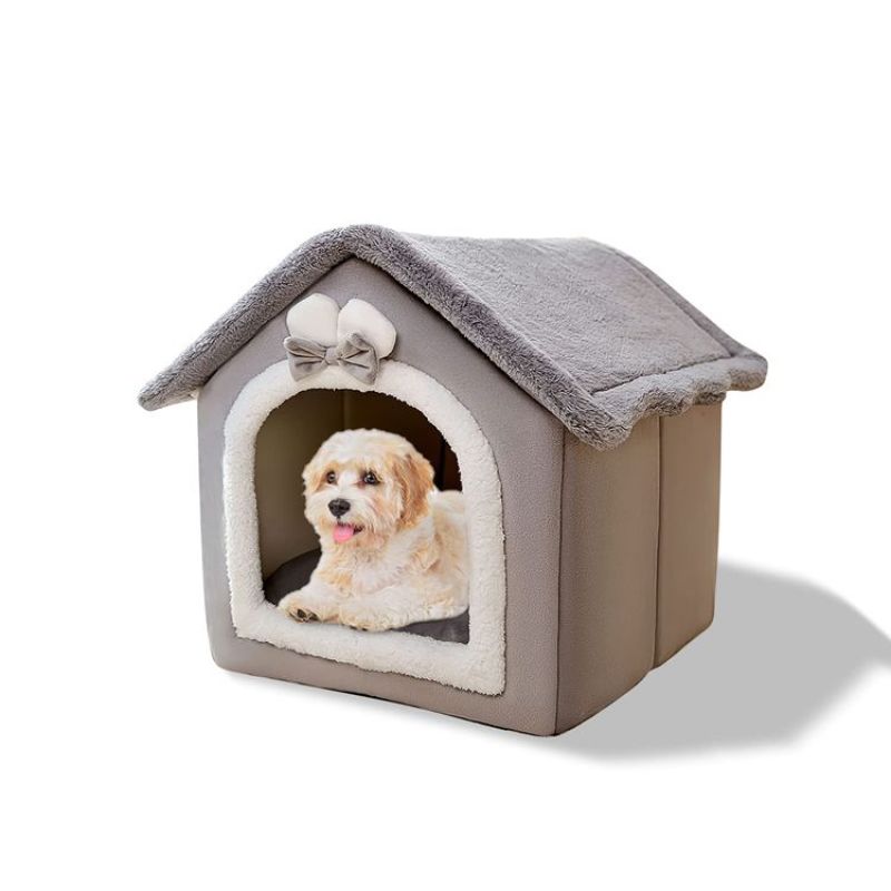 Manufacturing Winter Cat Bed Foldable Indoor Cats Puppy soft warm Cave Pet House With Plush Soft Cushion Velvet pet dog house