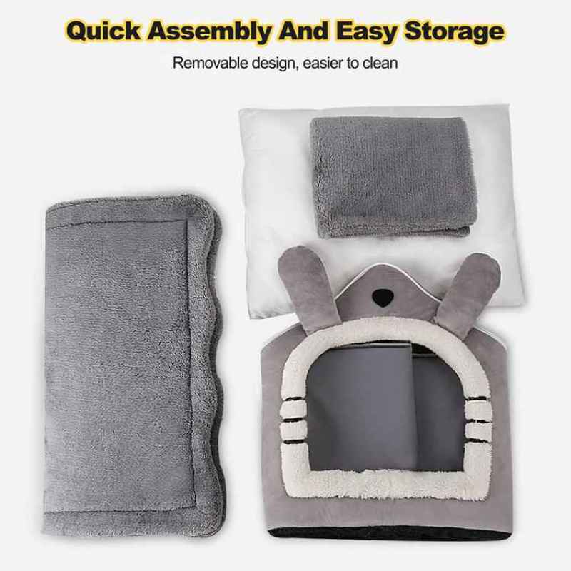 Manufacturing Winter Cat Bed Foldable Indoor Cats Puppy soft warm Cave Pet House With Plush Soft Cushion Velvet pet dog house