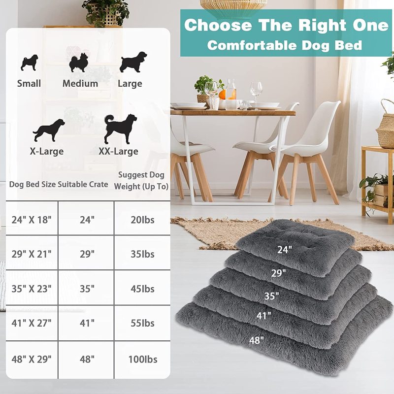 Plush Soft Pet Beds, Dog beds & Furniture Washable Anti Slip Dog Crate Bed for Large Medium Small Dogs