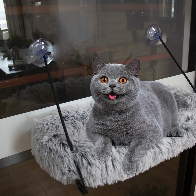 Winter Warm Plush Cat Hammock Space Saving Window Mounted Cat Seat Cat Hammock for Window