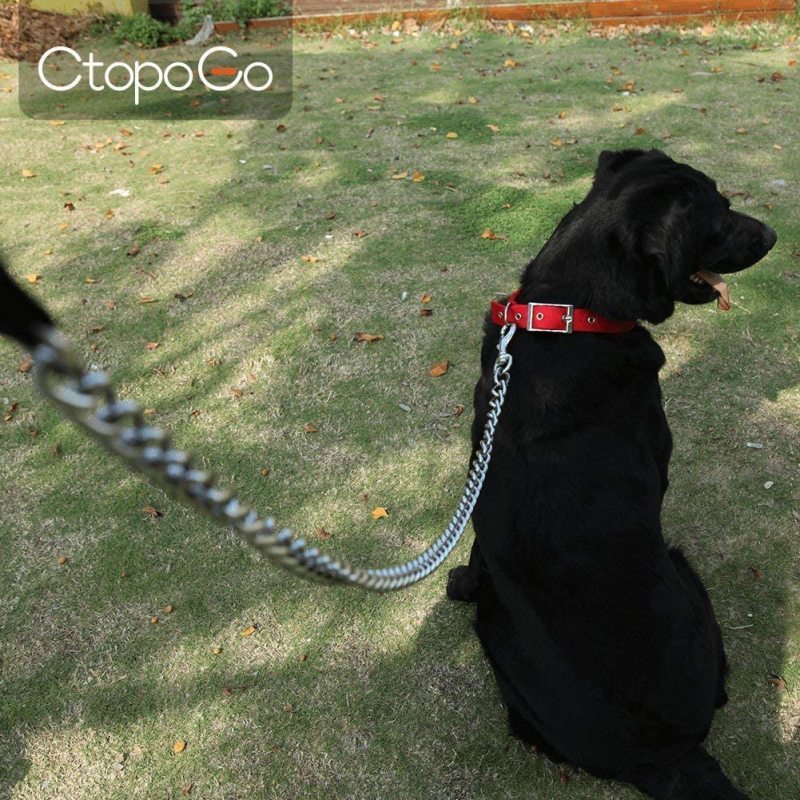 Dog Chain with Padded Handle Metal Dog Leash Large & Medium Size Dogs