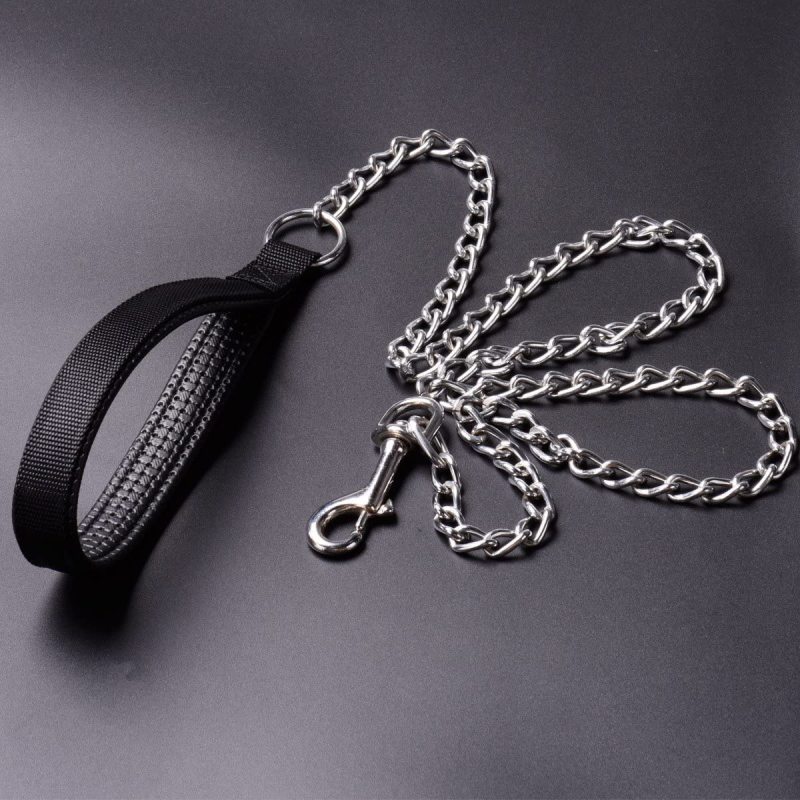 Dog Chain with Padded Handle Metal Dog Leash Large & Medium Size Dogs