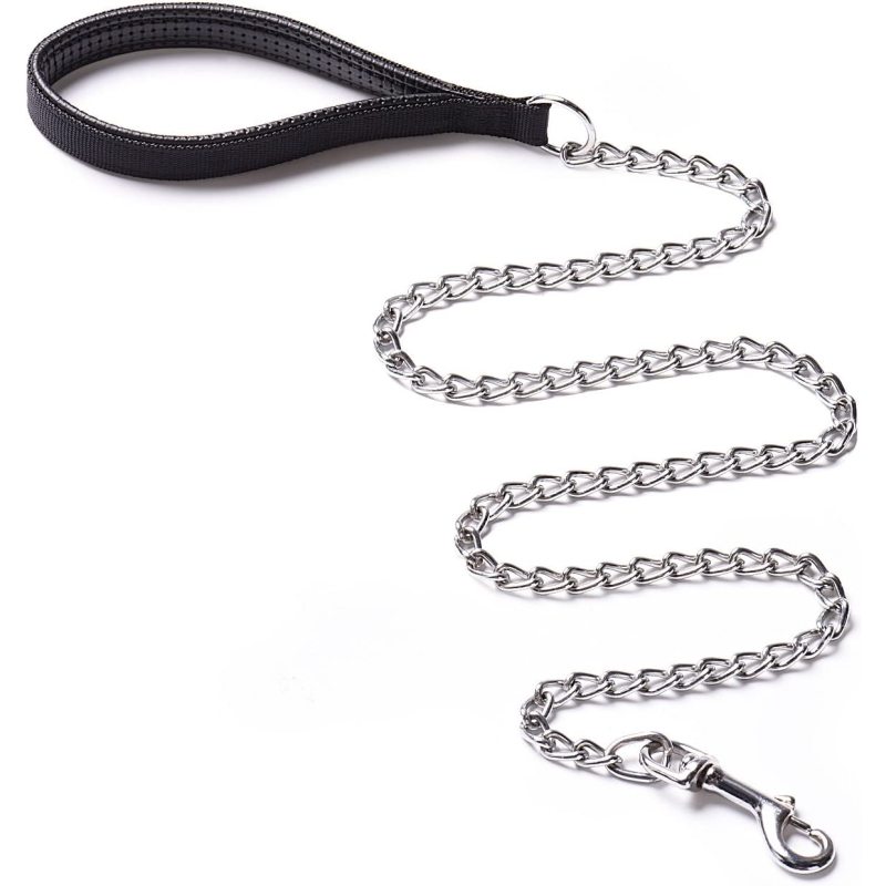Dog Chain with Padded Handle Metal Dog Leash Large & Medium Size Dogs