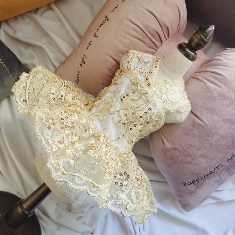 Dog Lace Wedding Dress Tutu Skirt Puppy Cat Floral Princess Dress Pet Birthday Party Costume for Spring Summer