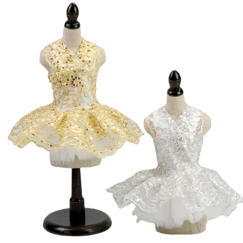 Dog Lace Wedding Dress Tutu Skirt Puppy Cat Floral Princess Dress Pet Birthday Party Costume for Spring Summer