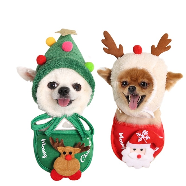 Pet Headgear Festival Dress Up Hat for Dogs Cats Dog Hat Pet Accessories with Bandana Pet Christmas Accessories