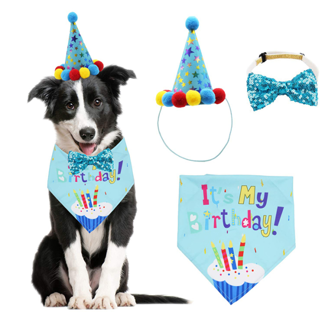 Dog Birthday Party Set Dog Birthday Bandana Triangle Scarf